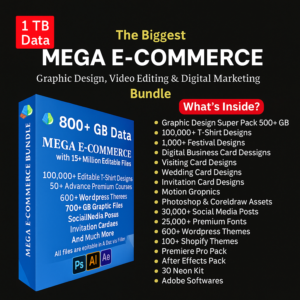 “All-in-One Digital Business Bundle – E-Commerce, Graphic Design, Video Editing & Marketing Toolkit”