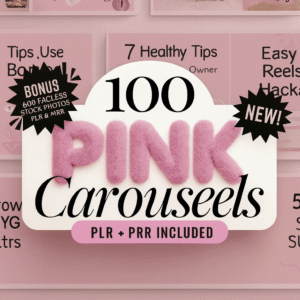 “100 Editable Pink Carousel Templates for Instagram | PLR & MRR Business Pack”