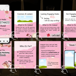 “100 Editable Pink Carousel Templates for Instagram | PLR & MRR Business Pack”