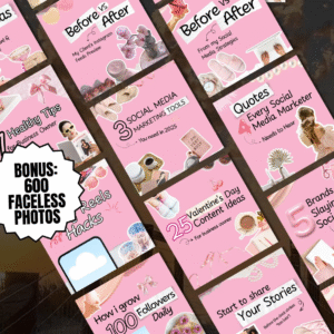 “100 Editable Pink Carousel Templates for Instagram | PLR & MRR Business Pack”